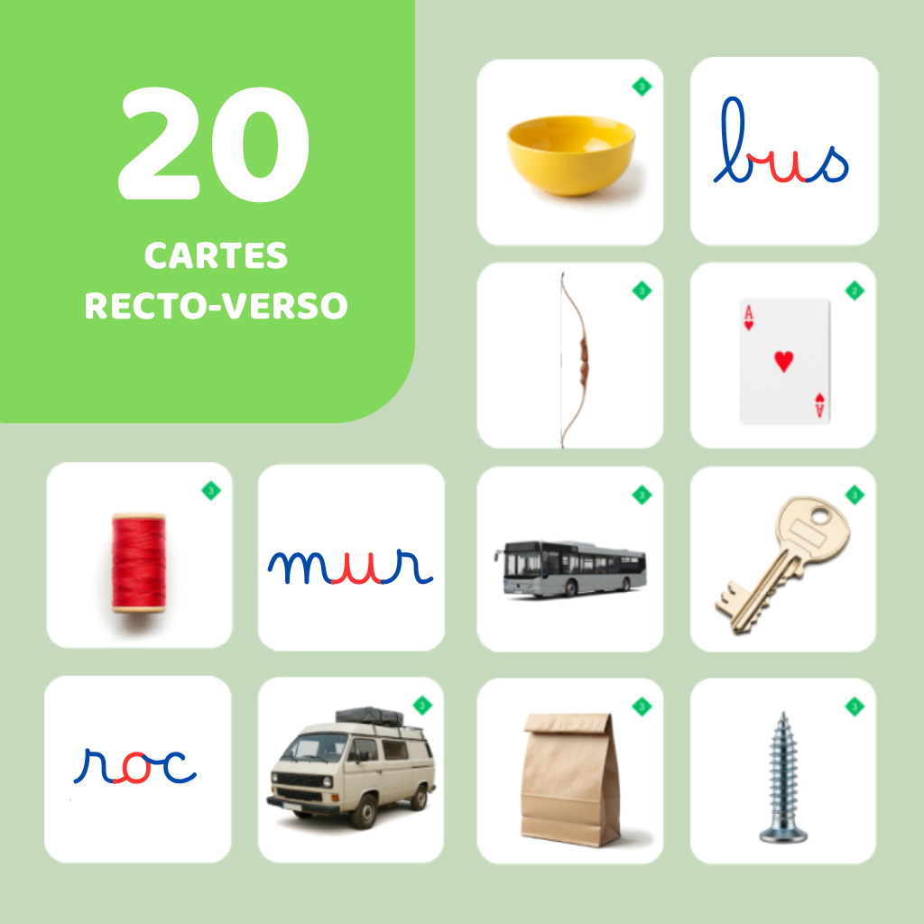 Cartimo - Niveau 1 - Cursive - 20 cartes