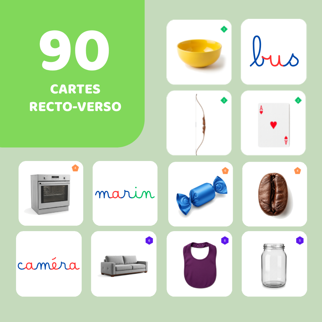 Cartimo – Pack complet - Cursive - 90 cartes