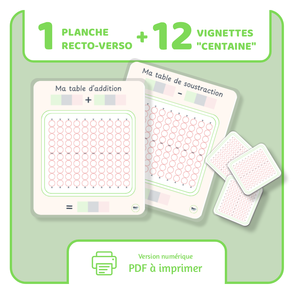Ma table de calcul - Addition et soustraction - PDF à imprimer