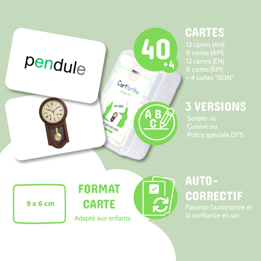 Cart'ortho - Boîte 2 : AN · AM · EN · EM - 40 cartes