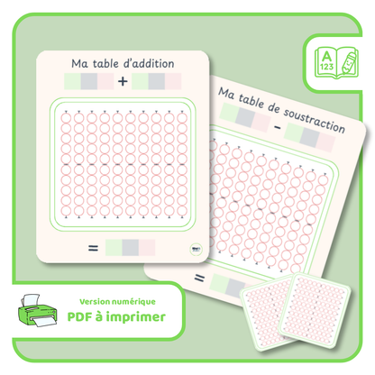 Ma table de calcul - Addition et soustraction - PDF à imprimer