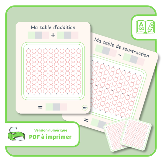 Ma table de calcul - Addition et soustraction - PDF à imprimer