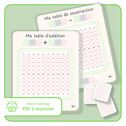Ma table de calcul - Addition et soustraction - PDF à imprimer