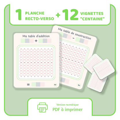 Ma table de calcul - Addition et soustraction - PDF à imprimer