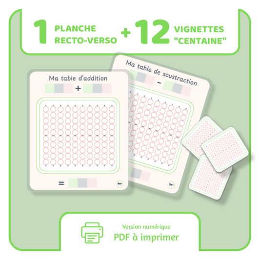 Ma table de calcul - Addition et soustraction - PDF à imprimer